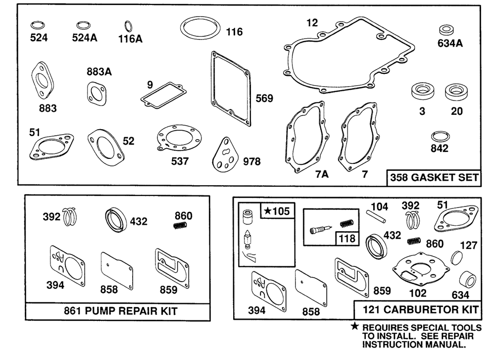 Gasket Sets Diagram and Parts List for 402777-1273-XX  Briggs and Stratton Engine
